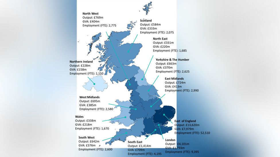 Map showing London Economics' analysis