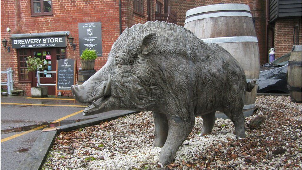 Boar statue at Ringwood Brewery