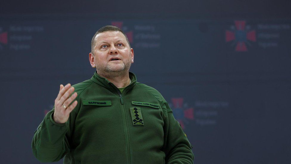 Valerii Zaluzhnyi speaks at a press conference