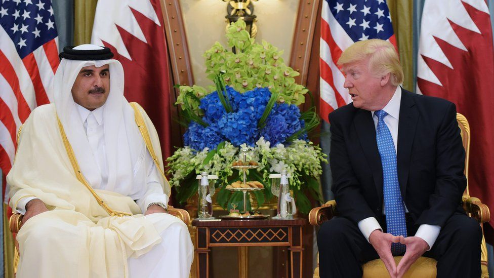 US president Donald Trump with Qatar's emir in May