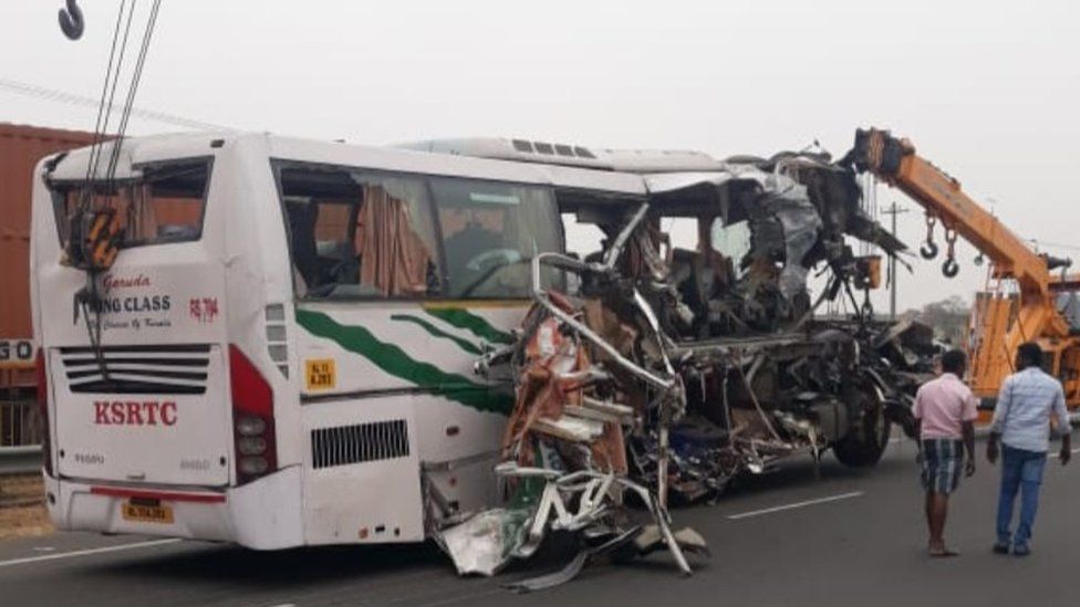 The bus after the accident