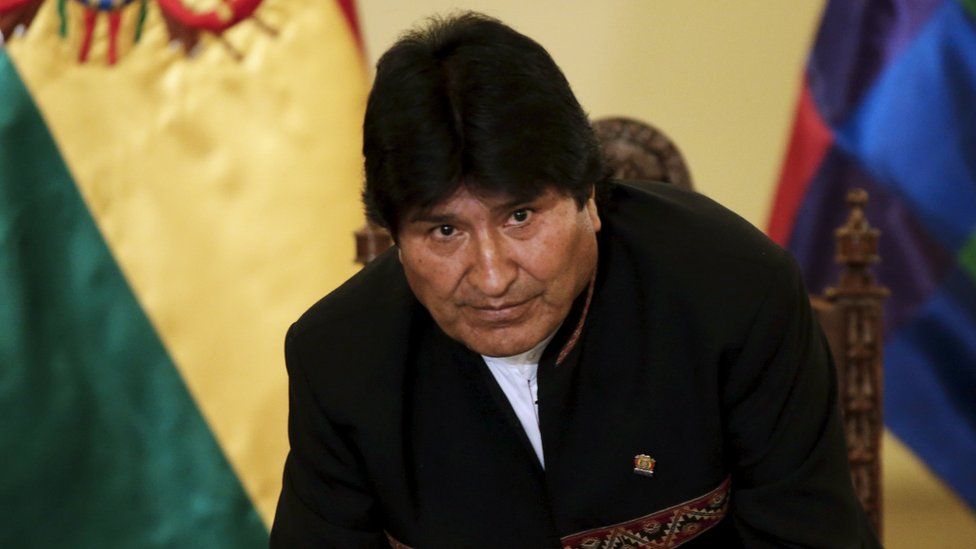 Bolivia's President Evo Morales leaves a news conference at the presidential palace in La Paz, Bolivia