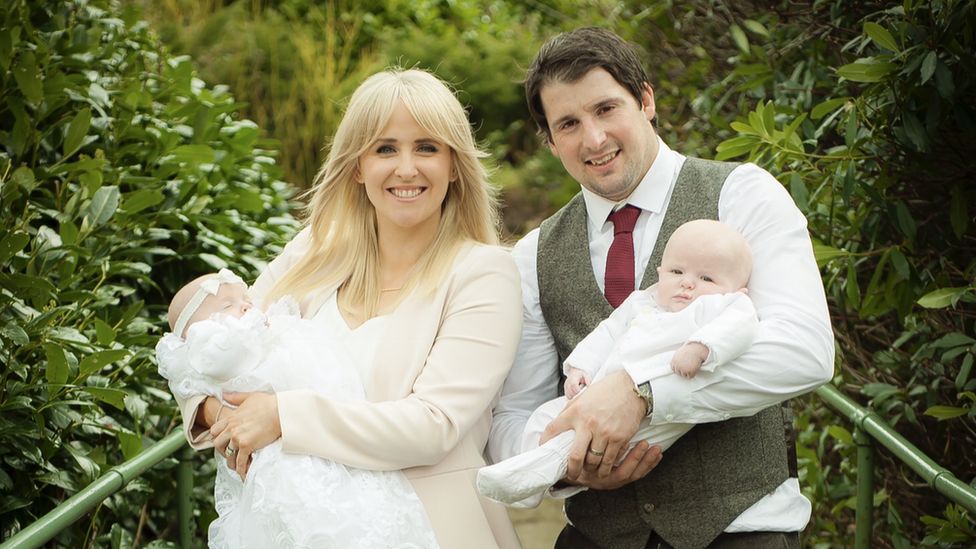 Lizzie and Danny Jones with their twins