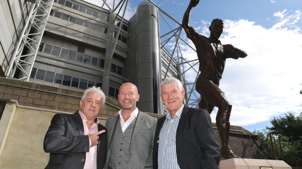 Alan Shearer (centre) Terry McDermott (right) and Kevin Keegan