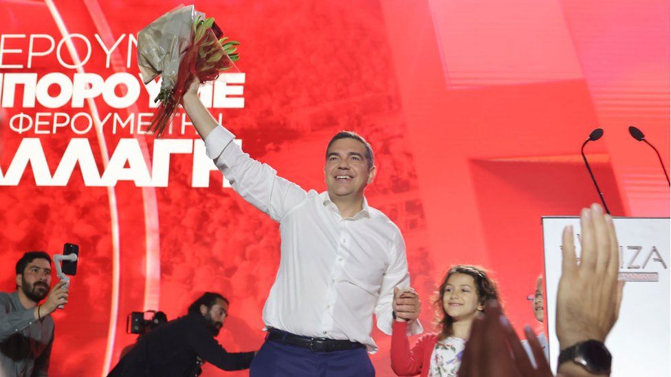 Syriza's Alexis Tsipras during an election campaign rally in the Greek capital at Syntagma Square in Athens before the elections of 21 May