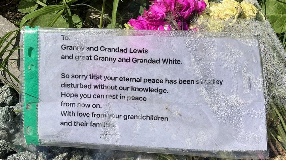 One family left a note to relatives in the graveyard