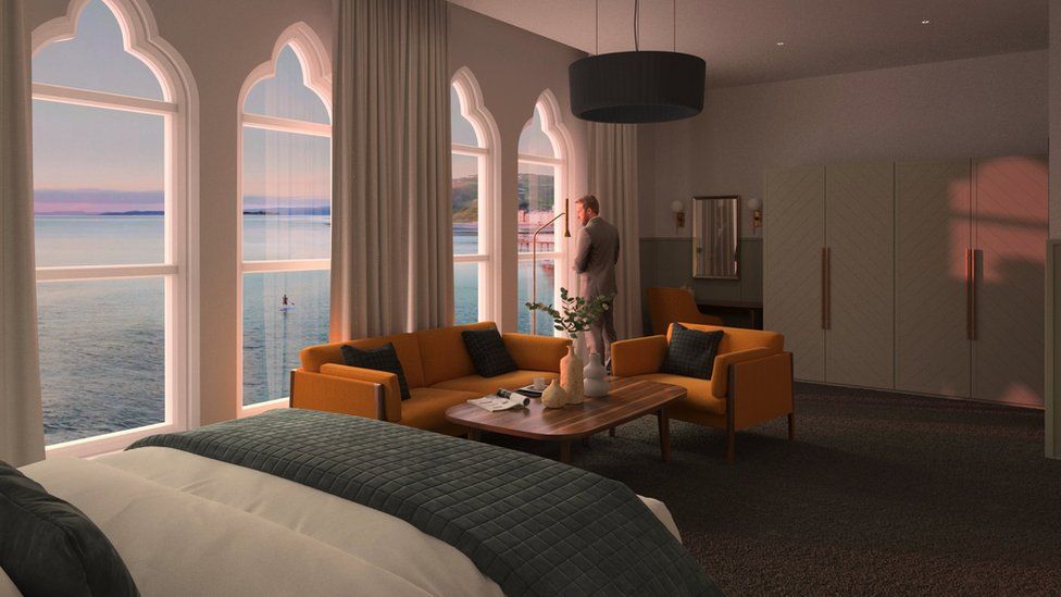 A picture of what the hotel rooms will look like once the renovation is completed