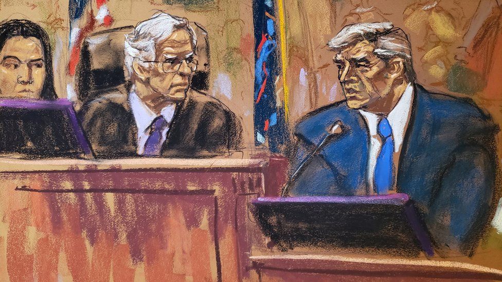 Trump takes the stand in courtroom sketch