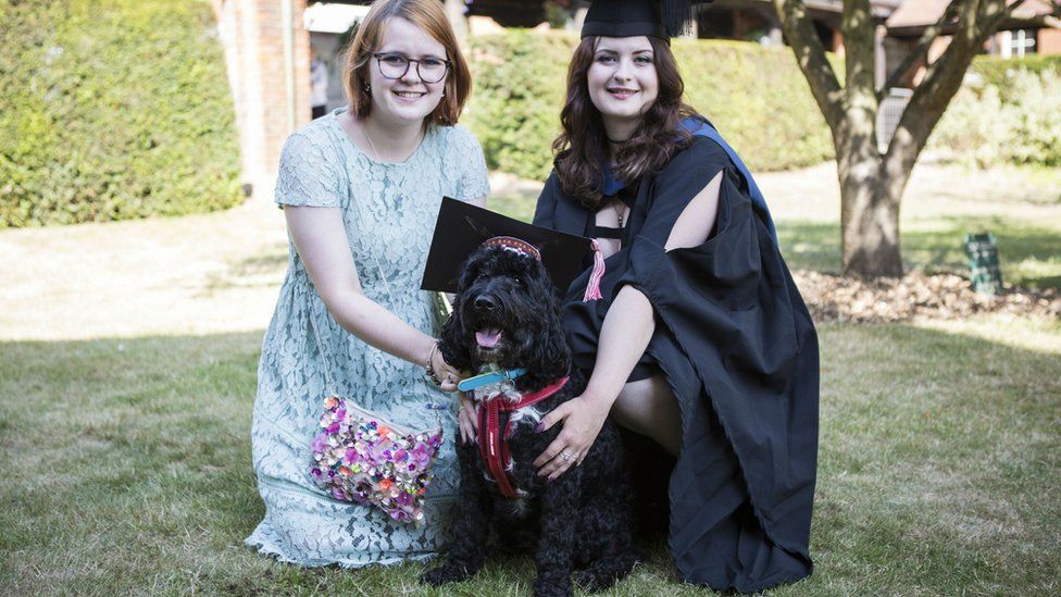 Hollie and Daisy Evans with Boris