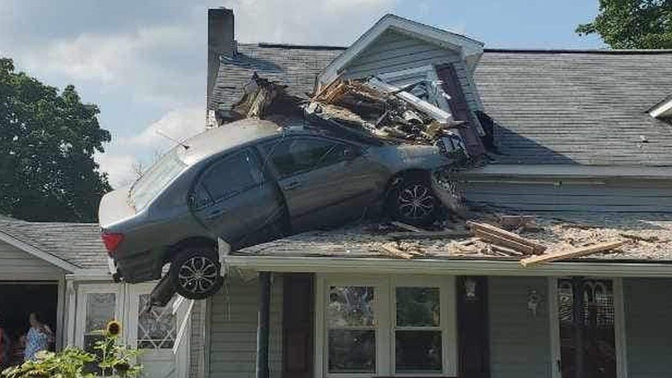Car crashes into second floor of home