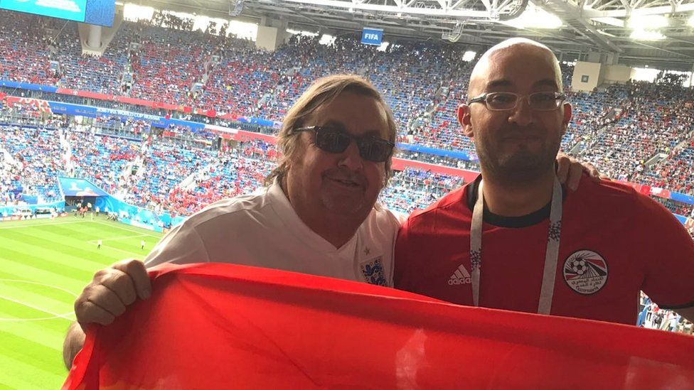 Paul Dubberley with Foley, an Egyptian fan he met on the trip