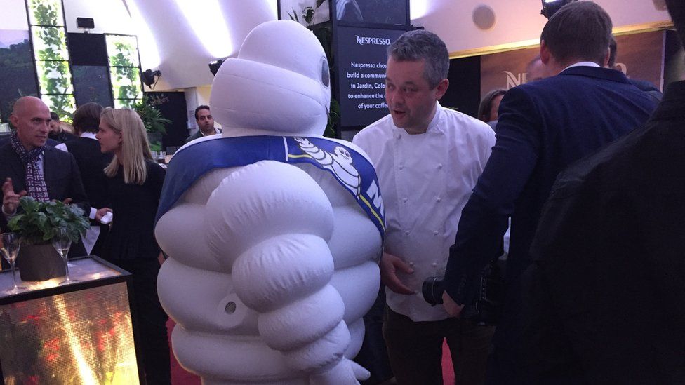 Michelin Man mingles with the guests