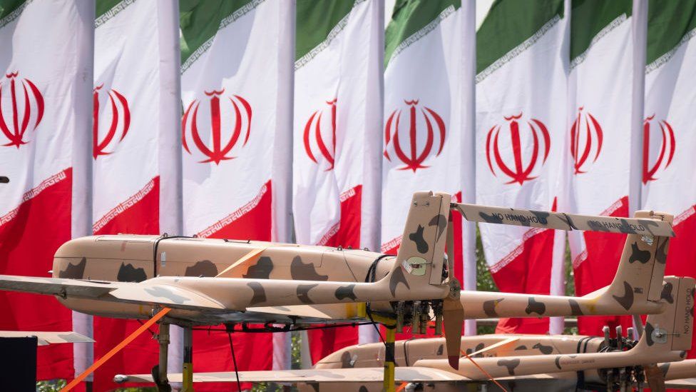 Iranian-made drones at a military parade