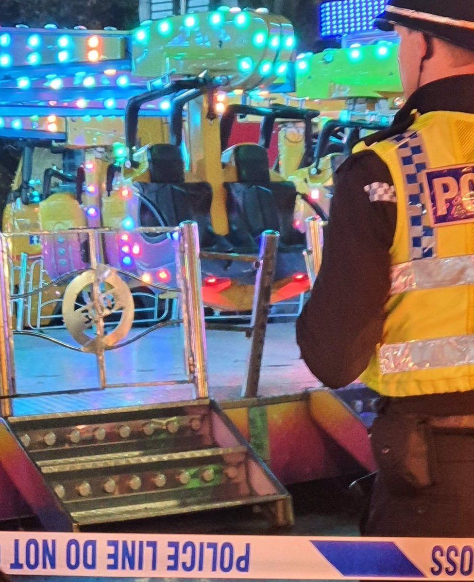 The scene at Hull Fair on Monday evening