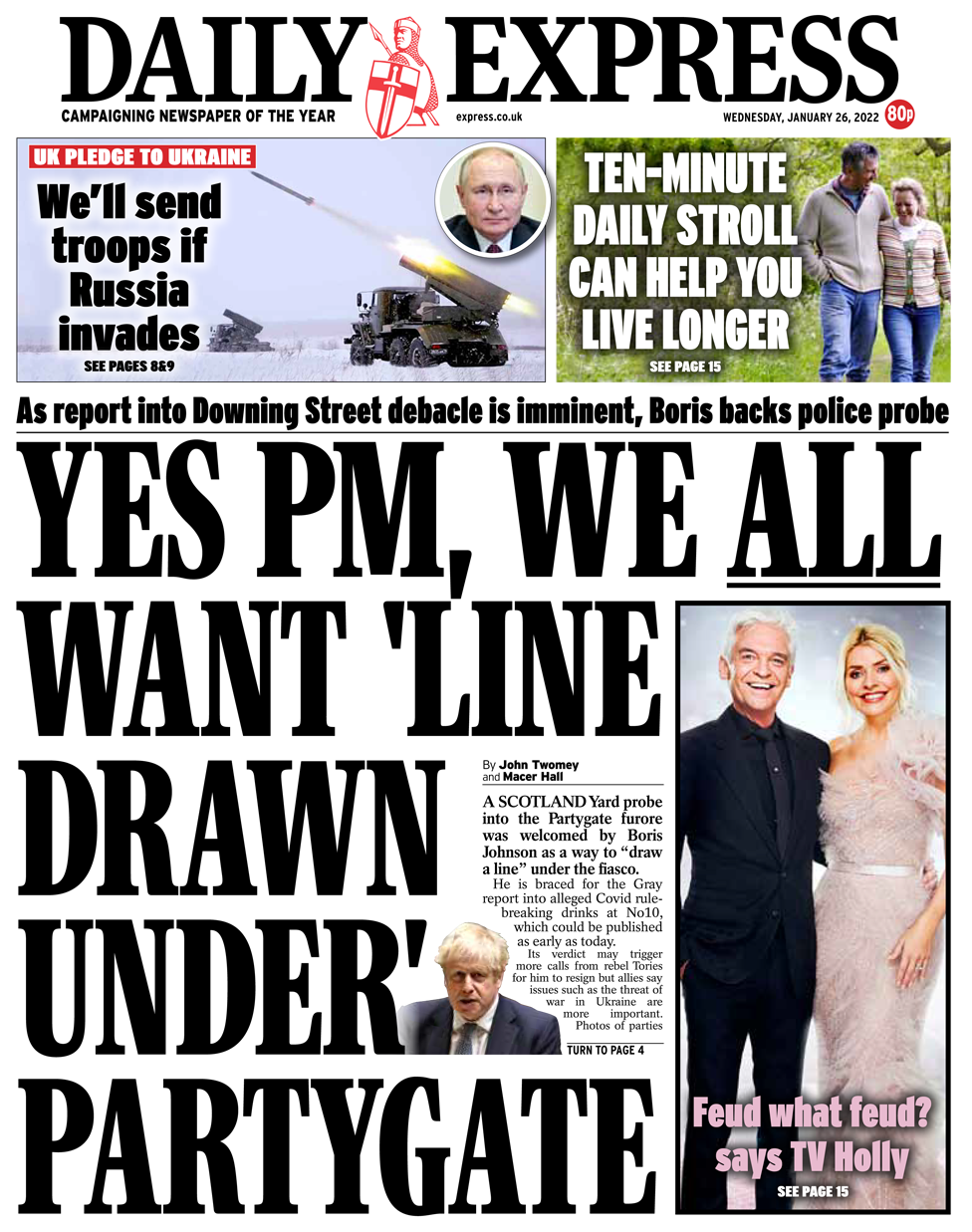 Front page of the Daily Express