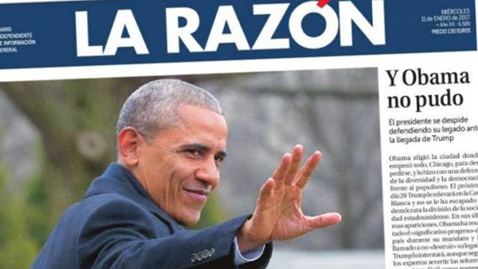 Front cover of Spanish newspaper La Razon