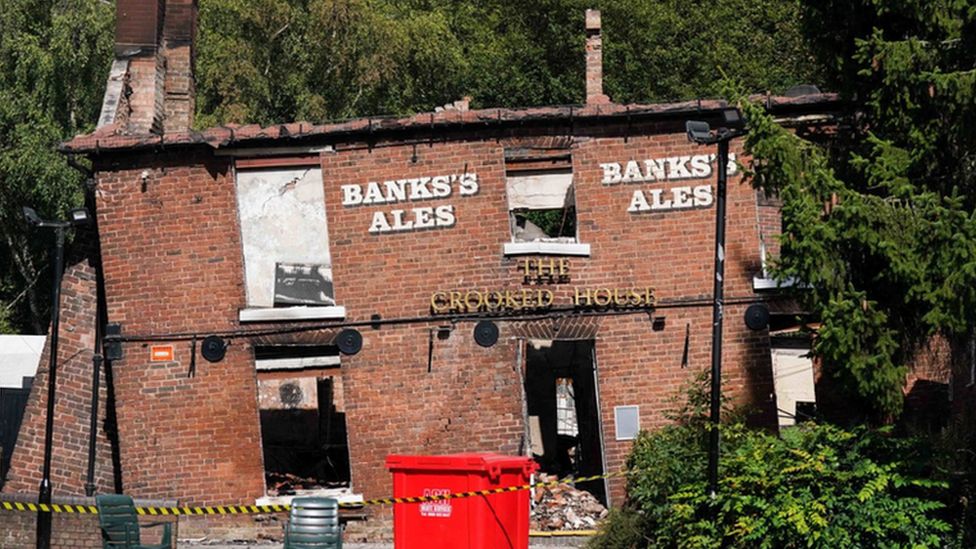 The Crooked House pub after the fire