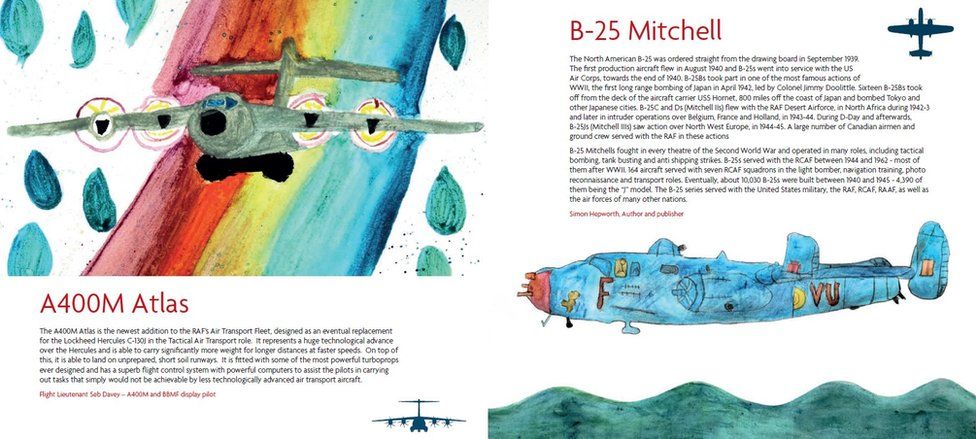 Jack's illustrations of an A400M Atlas and B-25 Mitchell