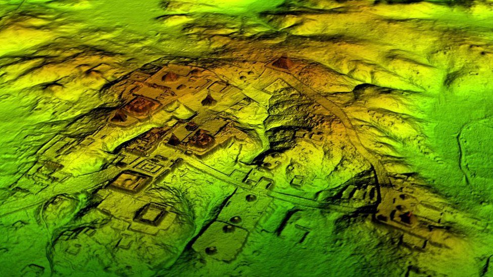 A Lidar image of the Mayan city of Tikal.