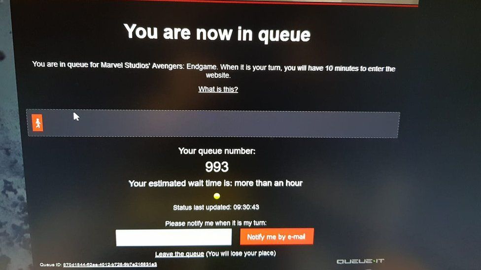 A photo showing the queue for Avengers: Endgame tickets in Singapore