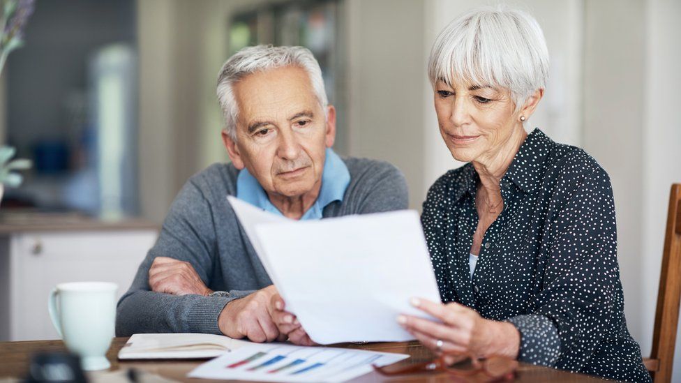 Couple looking at their finances