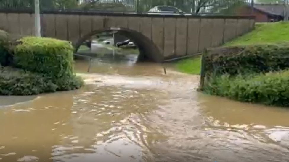 Eastbourne Avenue flooded in Symonds Green, Stevenage
