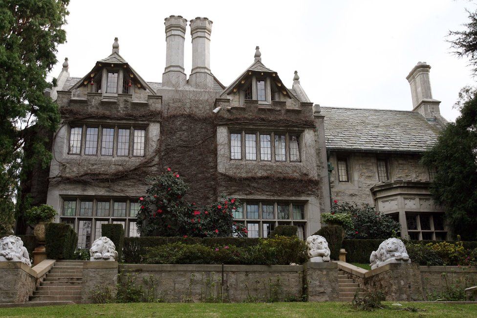 This file photo taken on January 11, 2007 shows Playboy Magazine publisher Hugh Hefner"s property, the Playboy Mansion, in Beverly Hills, California
