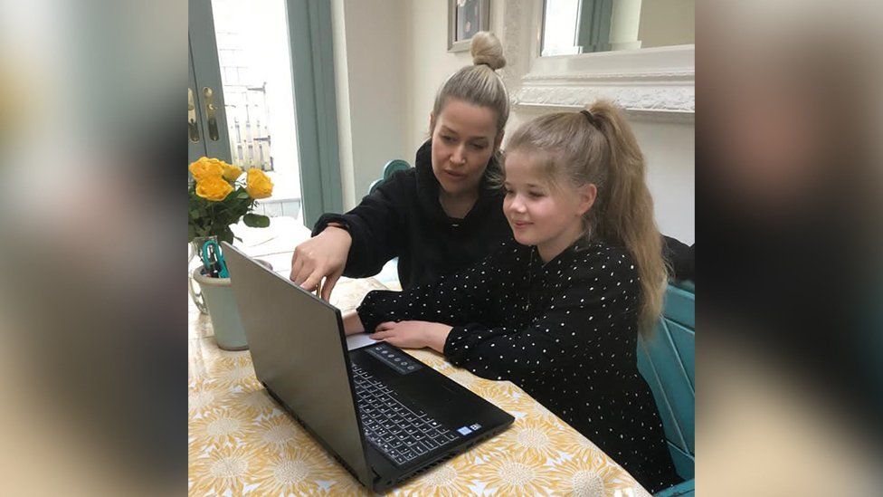 Sarah home schooling her daughter