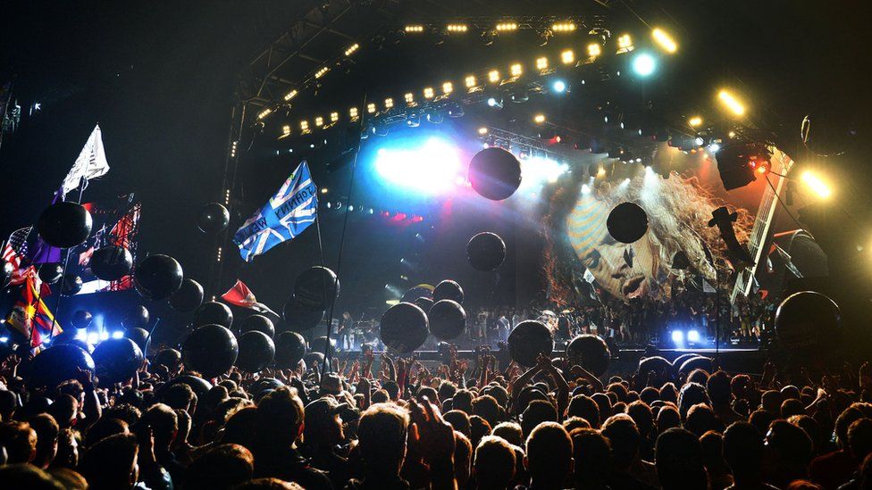 Metallica performing at Glastonbury