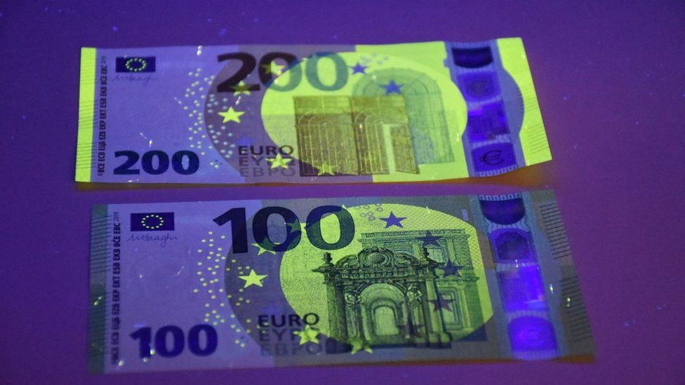 Memoblock 100€ 2er Set Geldschein Banknote " Design " Notizblock 200€ 