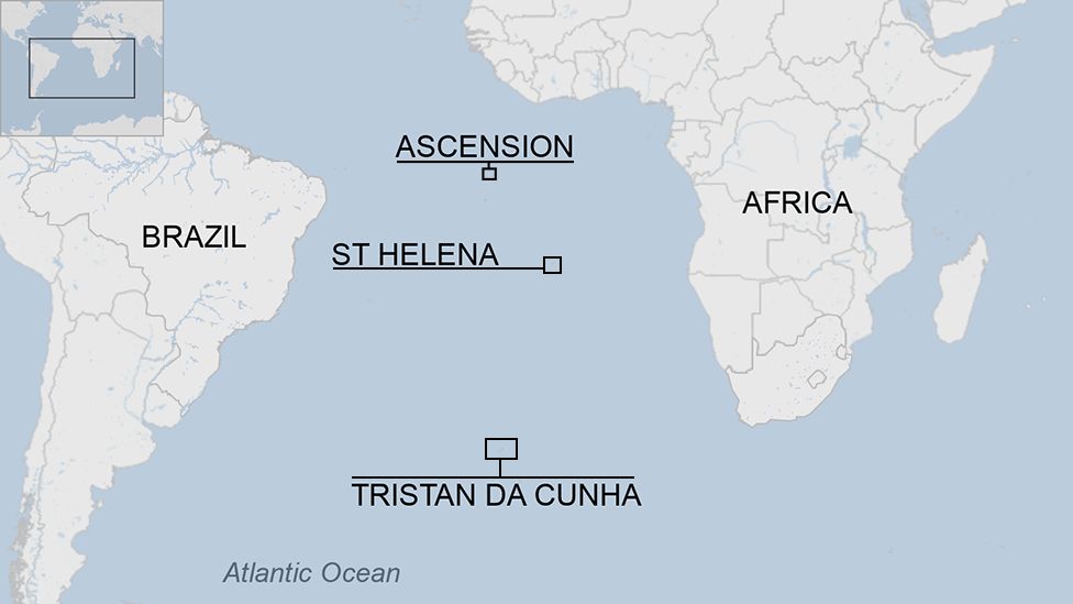 map of St Helena, Ascension and Tristan da Cunha