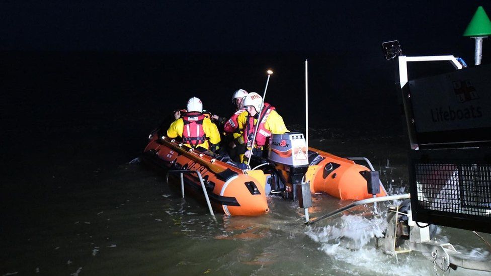 The Wells inshore lifeboat being launched
