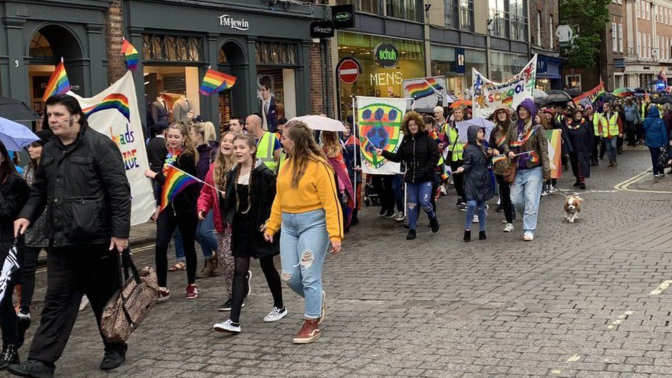 Kids parading during York Pride
