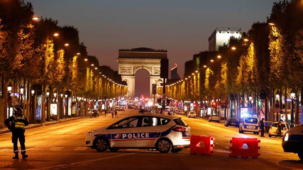 Police on the Champs-Elysee