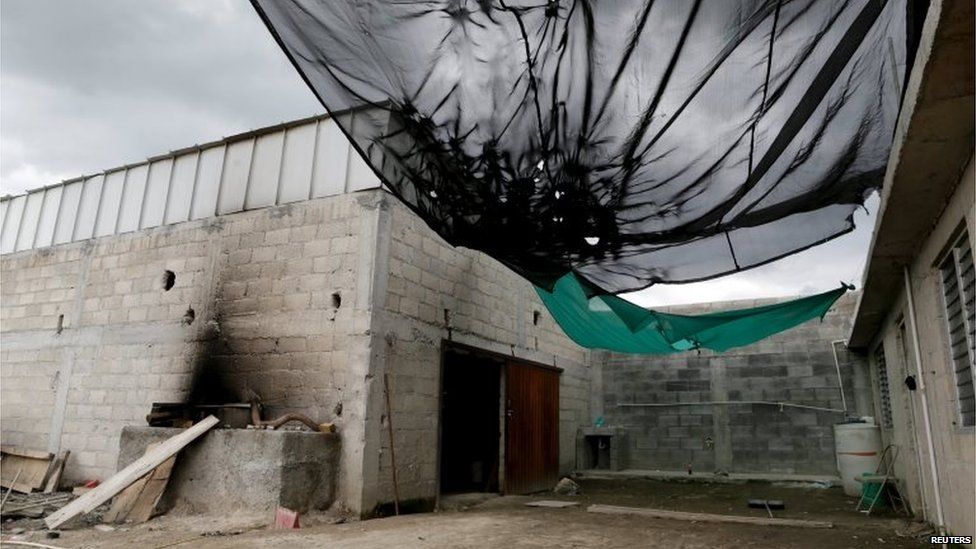 General view of the entrance of a building which lead to a tunnel connecting it to Altiplano Federal Penitentiary on 12 July, 2015.