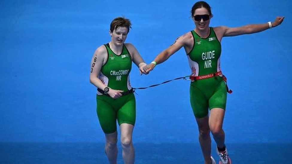Chloe MacCombe and her guide Catherine Sands competing at the 2022 Commonwealth Games in Birmingham