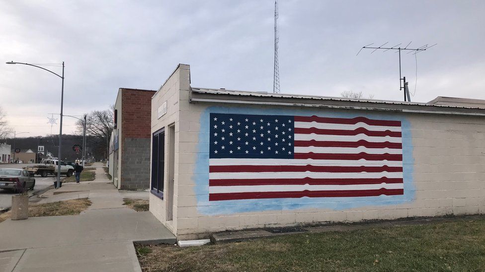 Main Street - US flag on building