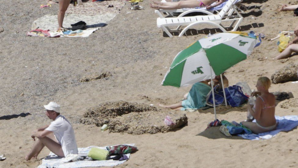 People on a beach in Crimea