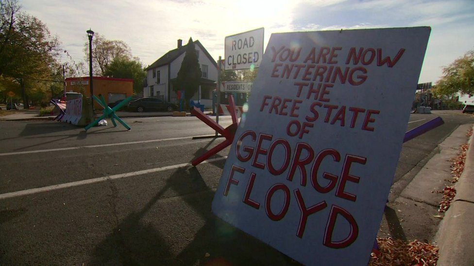 There is now a 'police free zone' at the memorial site where Floyd died