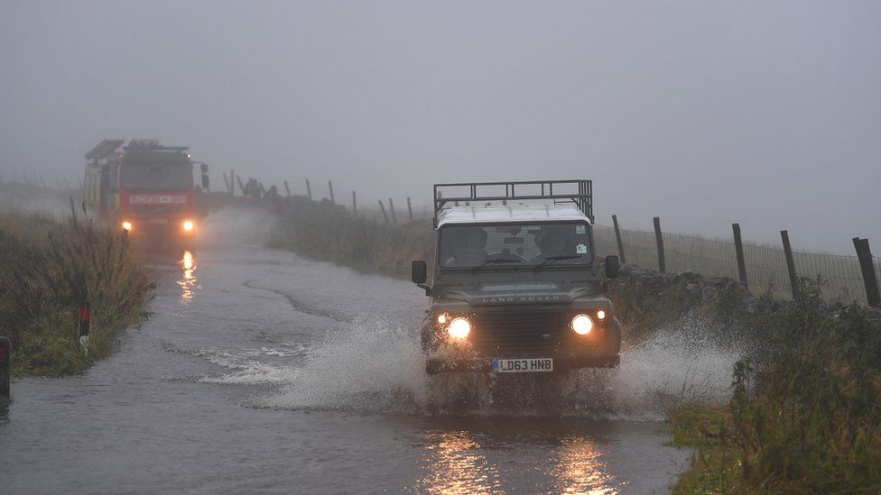 Vehicles in flood water