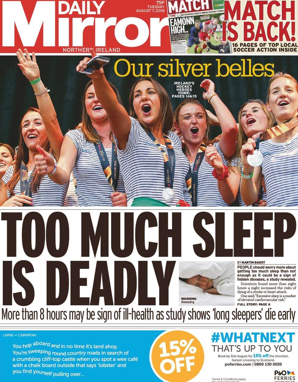 Daily Mirror front page Tuesday 7 August