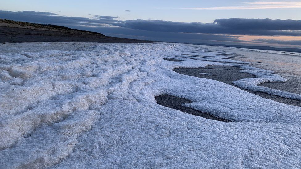 Aiden Malik's picture of frozen sea foam at Berrow Beach