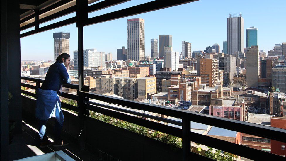 Jonathan Liebmann looks over the Johannesburg inner city area of Maboneng