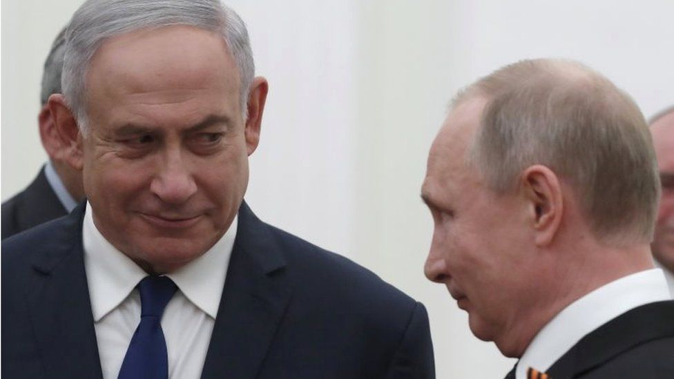 Israeli Prime Minister Benjamin Netanyahu (left) and Russian President Vladimir Putin in Moscow (09/05/18)