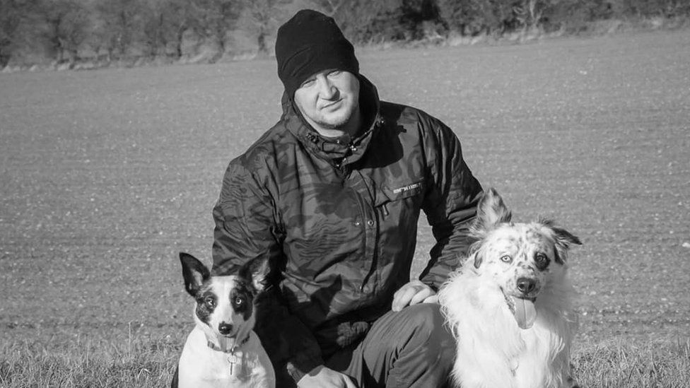 Brad Damms and his border collies Sapphire and Bandit