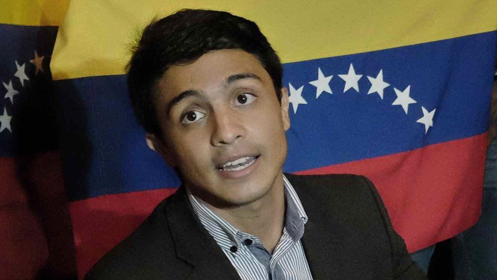 Student and president of the Venezuelan non-governmental organization "Operacion Libertad" (Operation Freedom) Lorent Saleh during a meeting