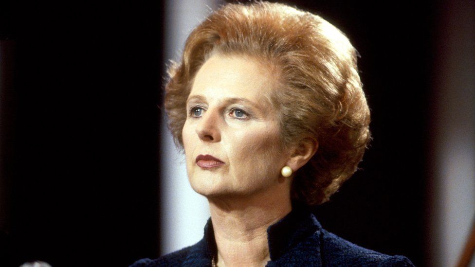 Margaret Thatcher speaking at the Conservative conference in 1981