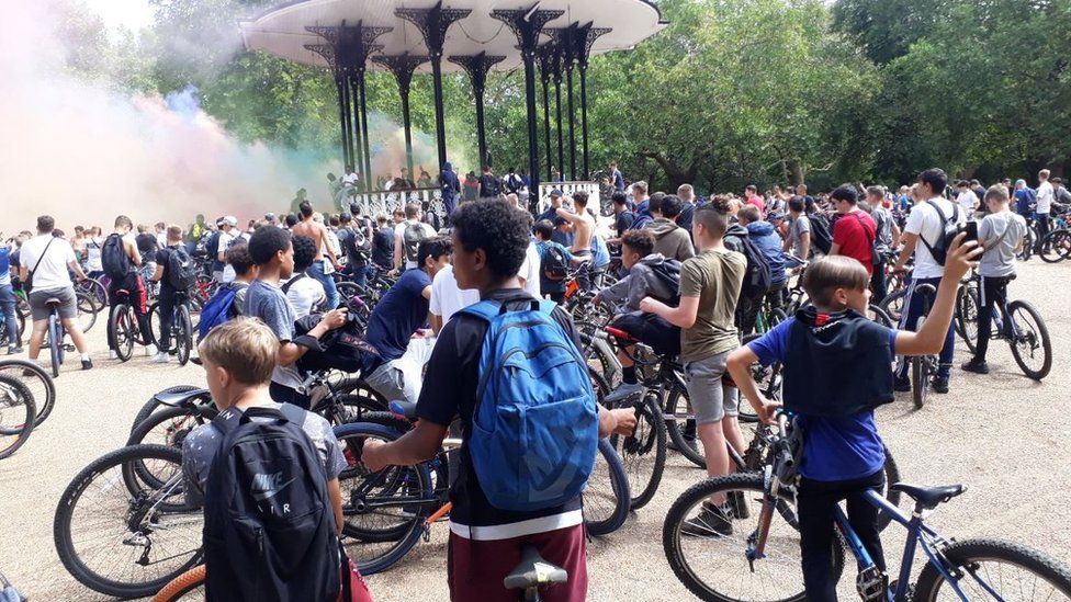 Children cycled through London to raise awareness of knife crime