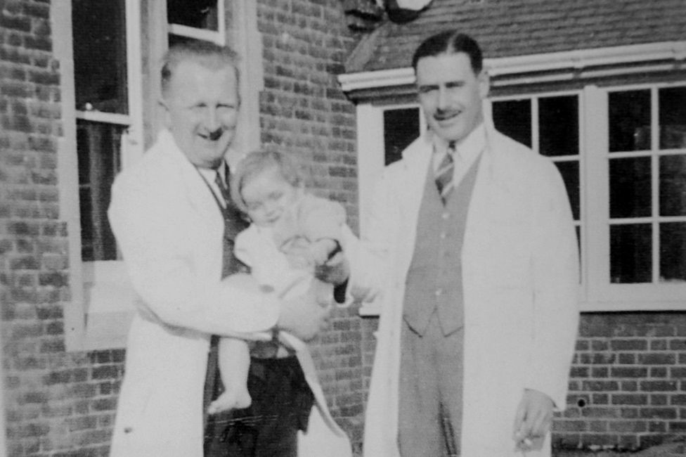 Anthea with two doctors from Worthing Hospital