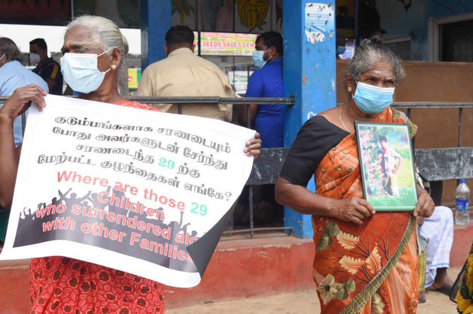 Protest by families of the disappeared during the war, held in the northern Sri Lankan town of Vavuniya in March 2022